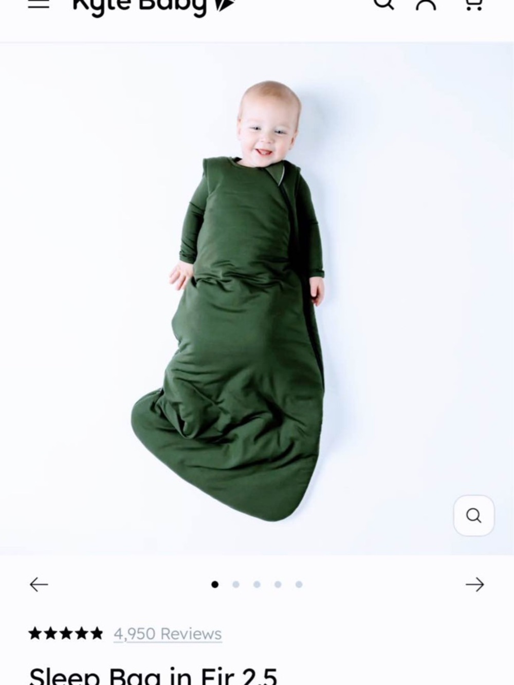 Kyte Baby Fir 2.5 Sleep Sack Small - Picture 2 of 3